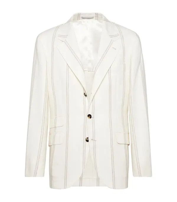 Brunello Cucinelli o1y0526 Single-breasted Blazer in White Size US XL / EU 56 / 4 - 1 Thumbnail