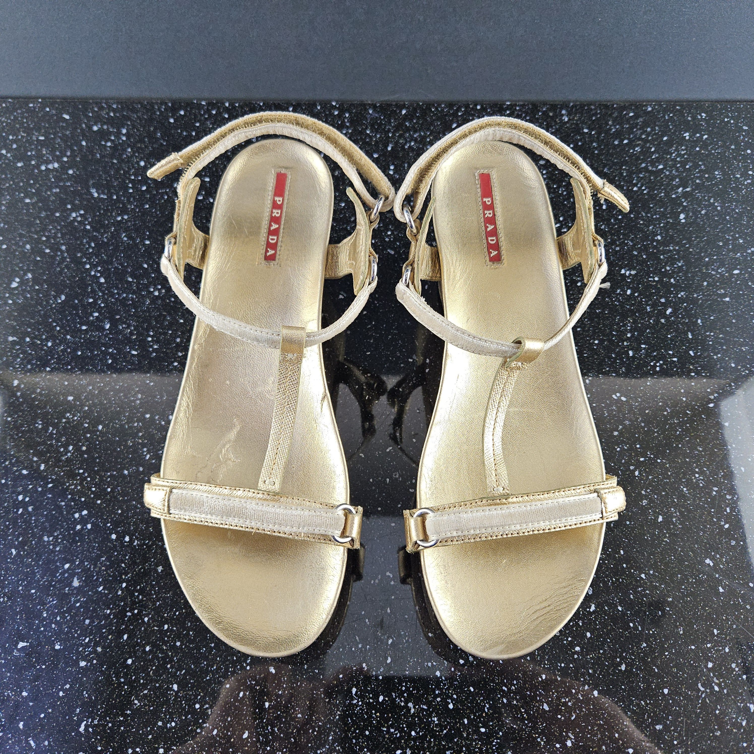 Prada Prada gold platform sandals Cork Sz 39.5 Size US 9.5 / IT 39.5 - 9 Thumbnail