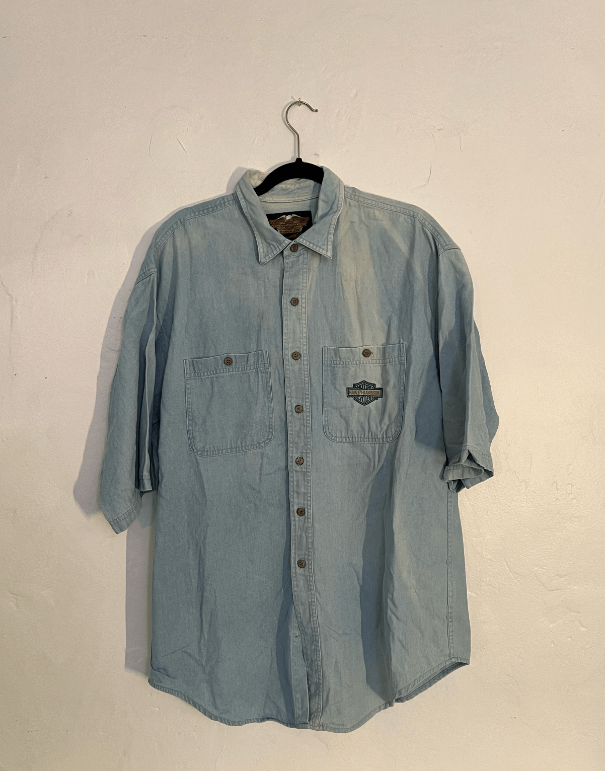 Harley Davidson vintage harley davidson denim short sleeve button up XL long Size US XL / EU 56 / 4 - 1 Thumbnail