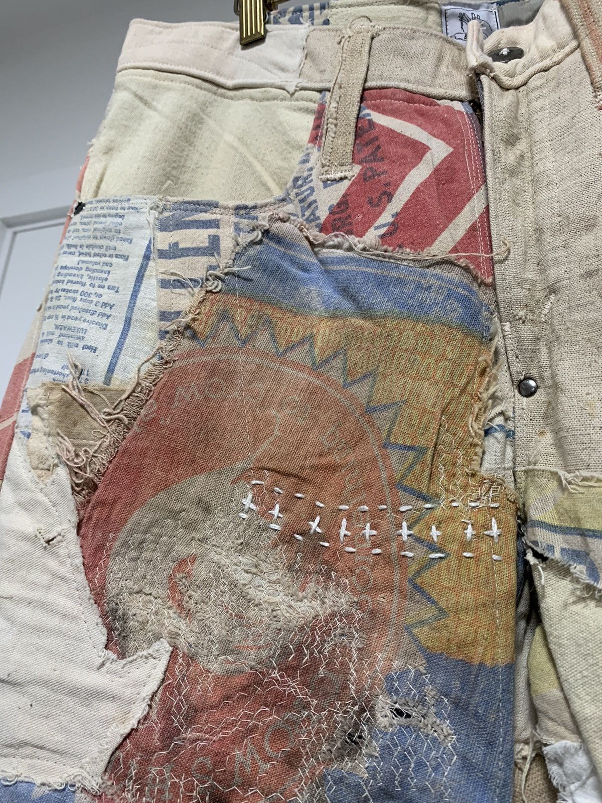 Vintage Bizzrad Country Patchwork Jeans Size US 35 - 4 Thumbnail