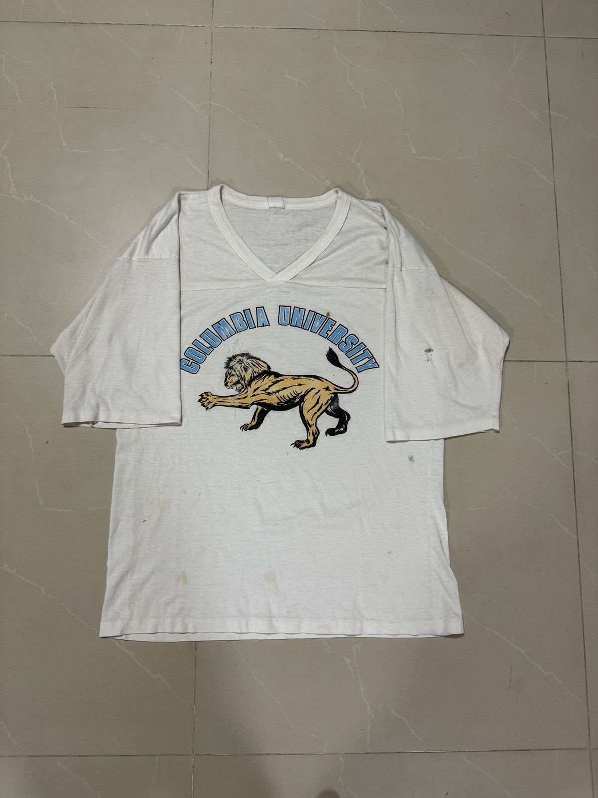 image of Made In USA x Vintage 70's Columbia University Sorority VTG Tee in White, Men's (Size Large)