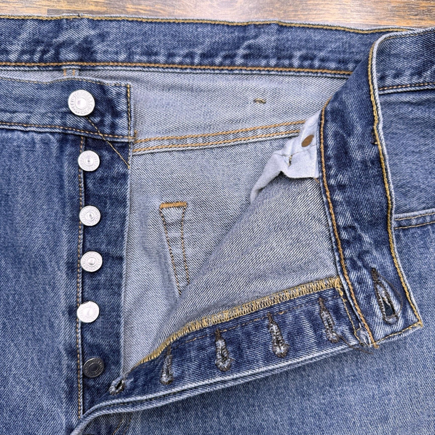 Levi's Levi's 501 Jeans Mens 42x30 Blue Button Fly Straight Regular 5-Pocket Denim Cotton Size US 42 / EU 58 - 5 Thumbnail