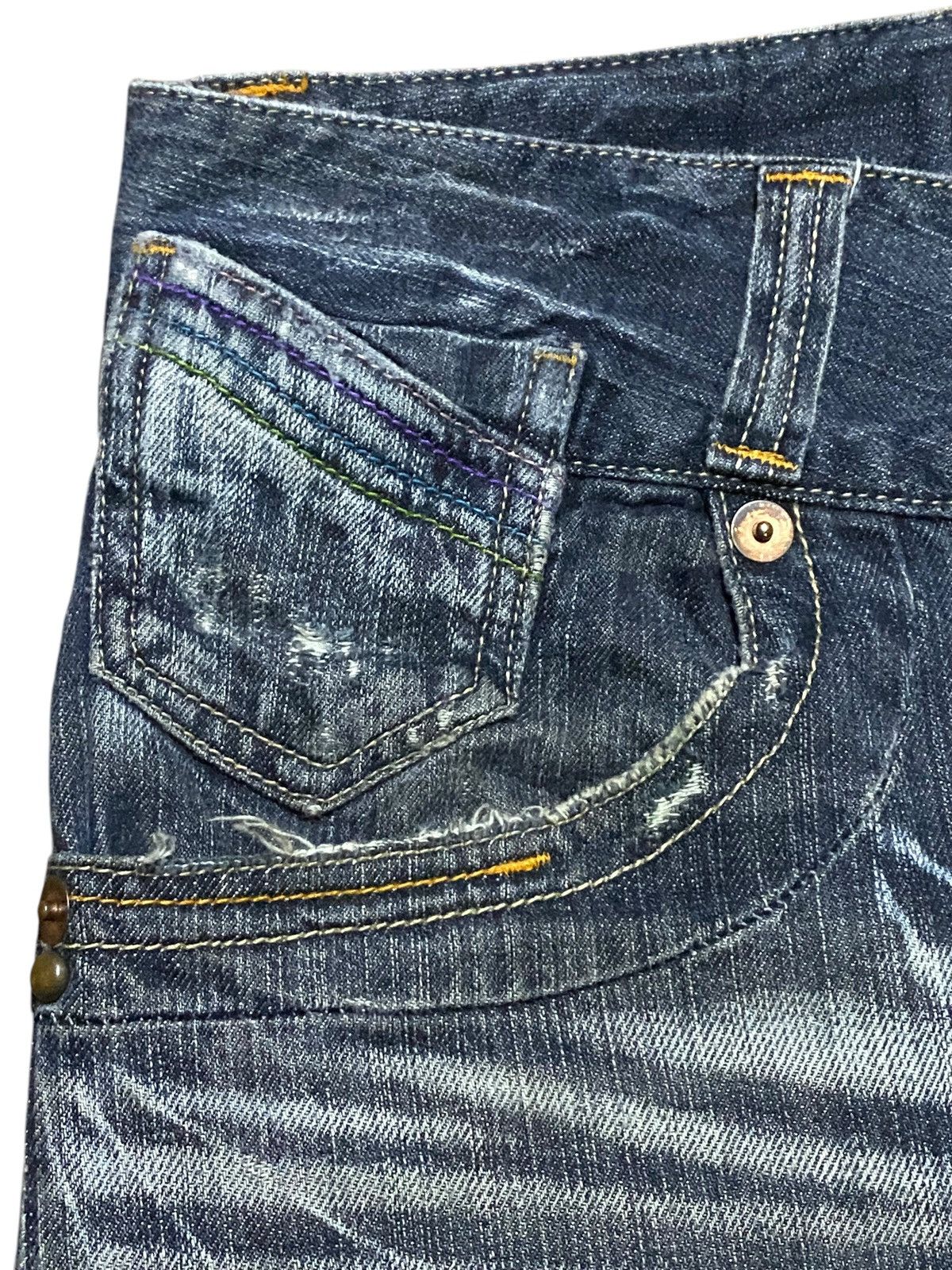 Kapital Rare Authentic Root Three Style Baggy Jeans Buckle Back Size US 33 - 9 Thumbnail