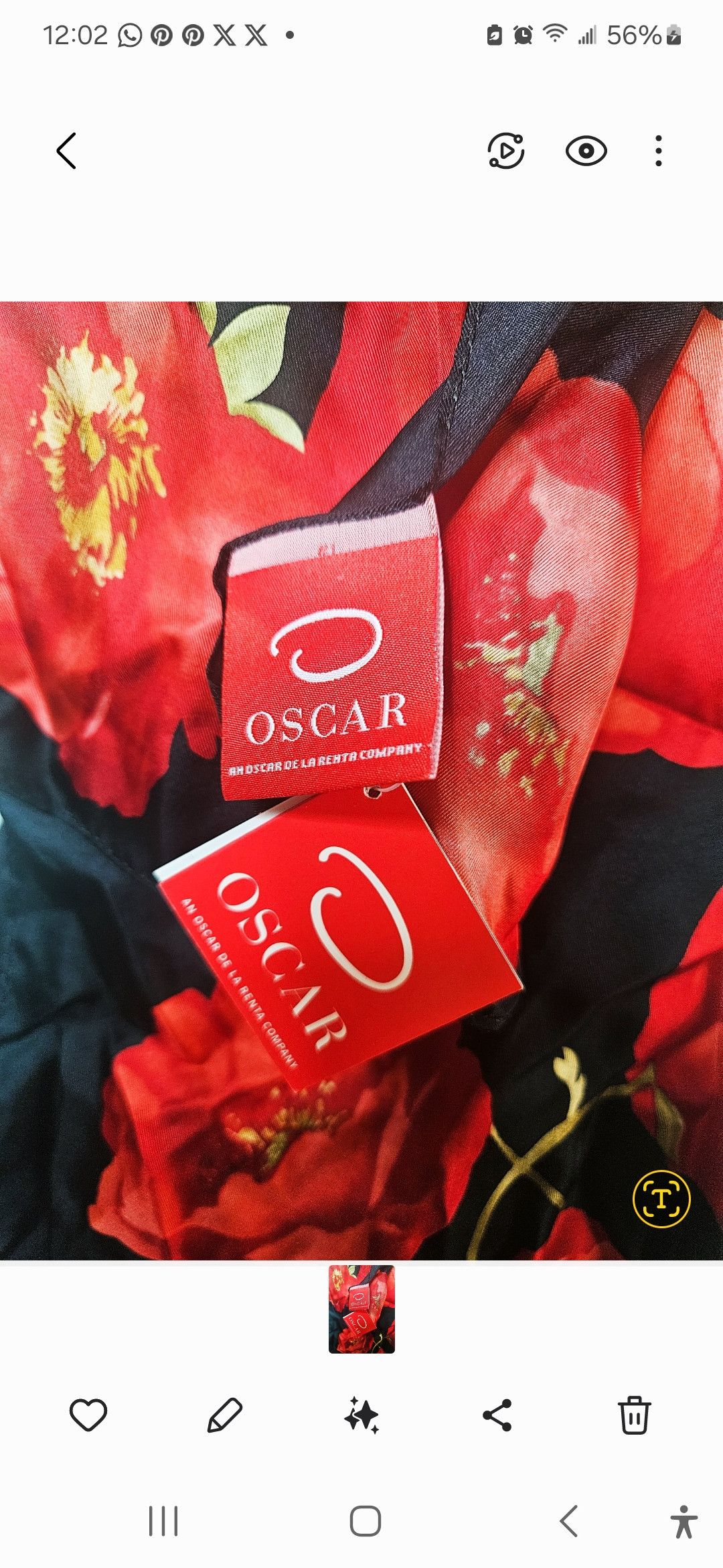 Oscar De La Renta OSCAR DE LAURENTA SILK NEW w/TAGst Size ONE SIZE - 1 Thumbnail
