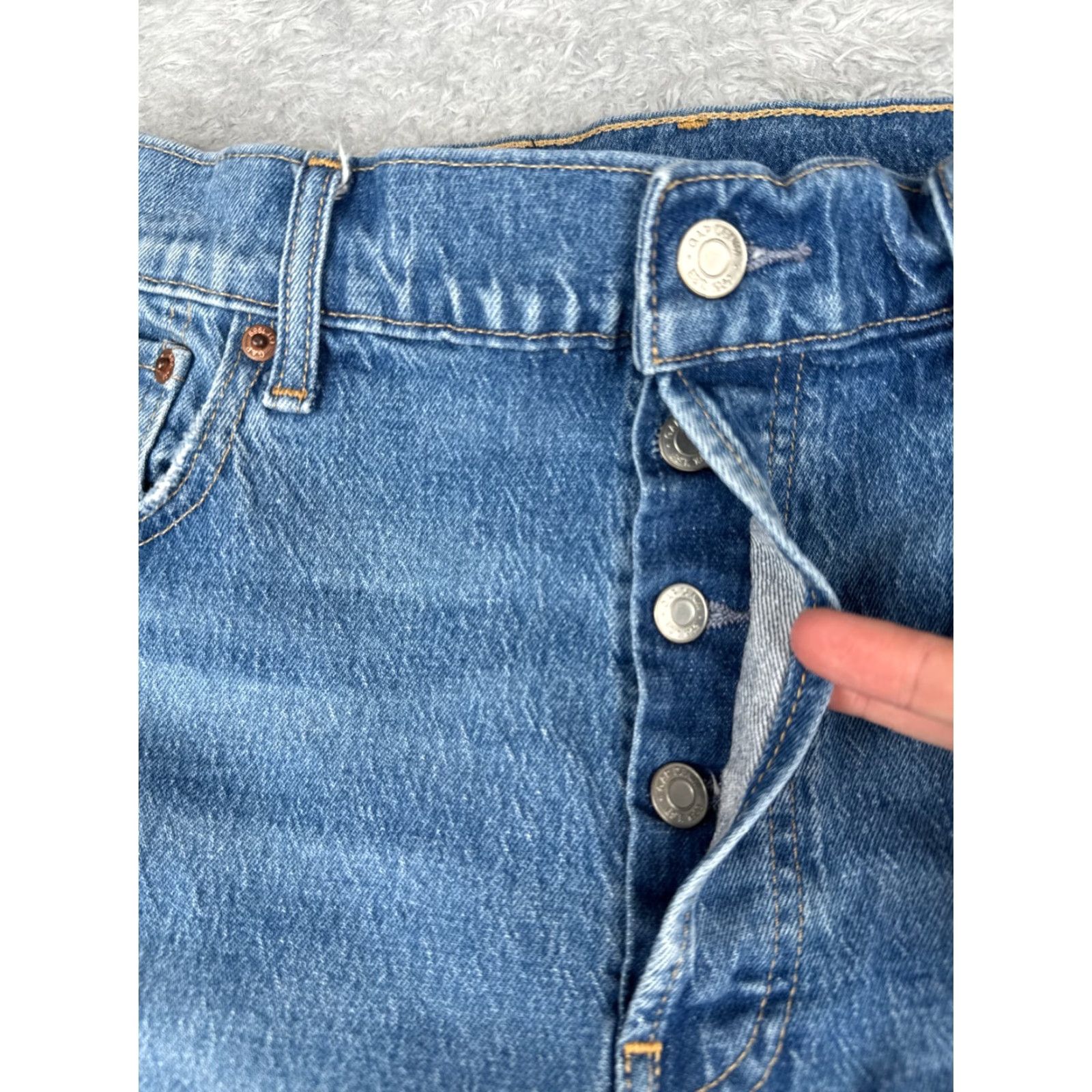 Gap Gap Jeans Womens 14 Blue Denim Distressed Straight High Rise Cotton 32x30 90s Womens Size 36" / US 14 / IT 50 - 5 Thumbnail