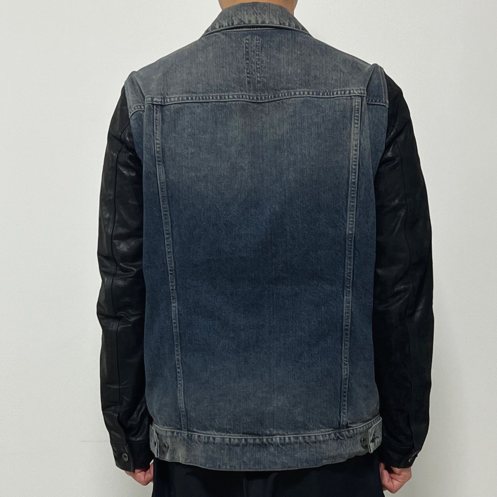Rick Owens Rick Owens SS14 DRKSHDW Leather Sleeve Denim Jacket Hustler Size US L / EU 52-54 / 3 - 2 Thumbnail
