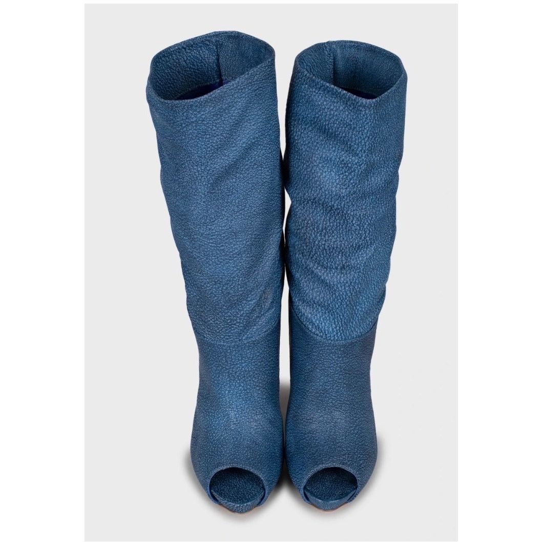 Alexander McQueen NWB Alexander McQueen Blue Leather Open Toe Boots Sz.39,5 Size US 9.5 / IT 39.5 - 2 Thumbnail