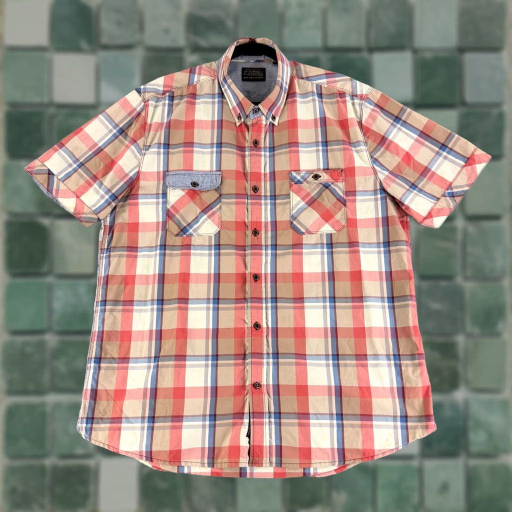 Vintage 7 Diamonds Vintage Button-Down Shirt Men Size XXL Blue Plaid Short Sleeve Cotton Size US XXL / EU 58 / 5 - 1 Thumbnail