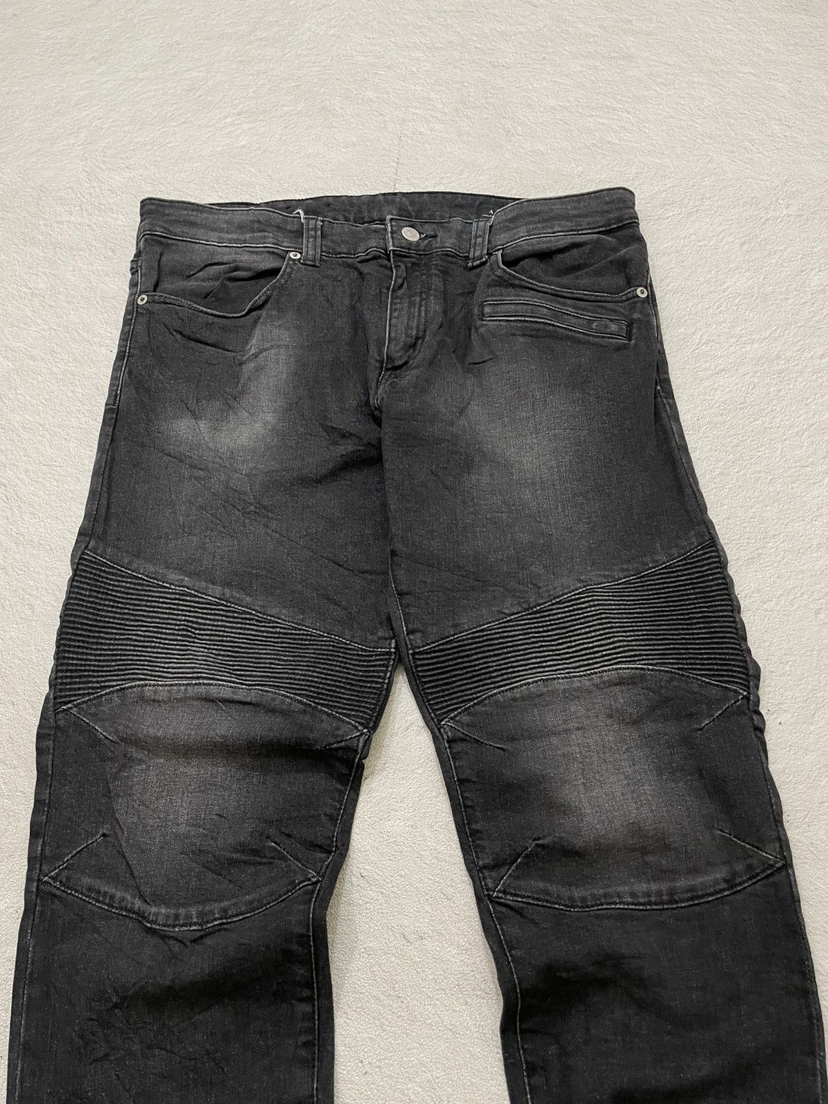Armani Exchange Armani Exchange Black Biker Jeans w/ Ribbed Knee Panels LGB Size US 34 / EU 50 - 2 Thumbnail
