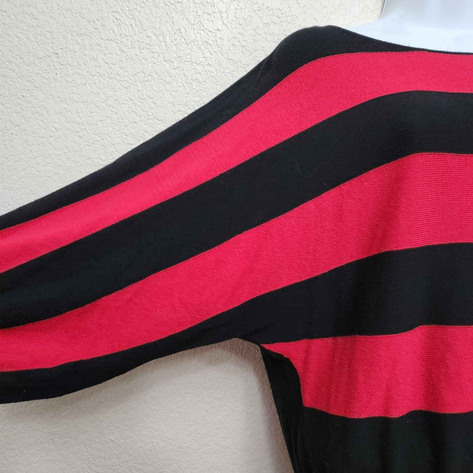 Other Style & Co. Red Black Striped Bat Wing Sleeves Sweater XL Size XL / US 12-14 / IT 48-50 - 2 Thumbnail