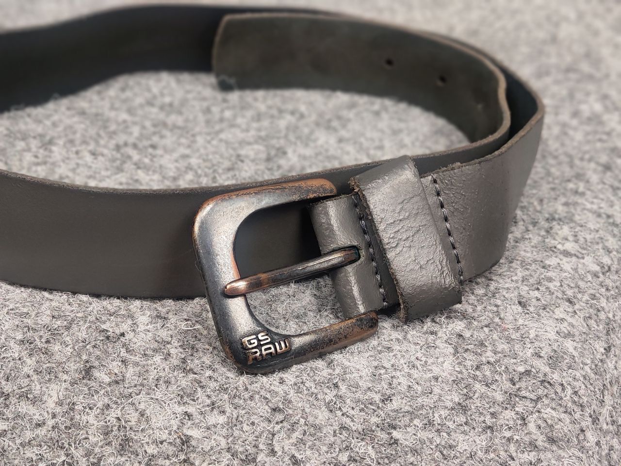 G-Star G Star raw Gray Leather Mini Logo Vintage Style Belt Y2K Size ONE SIZE - 3 Thumbnail