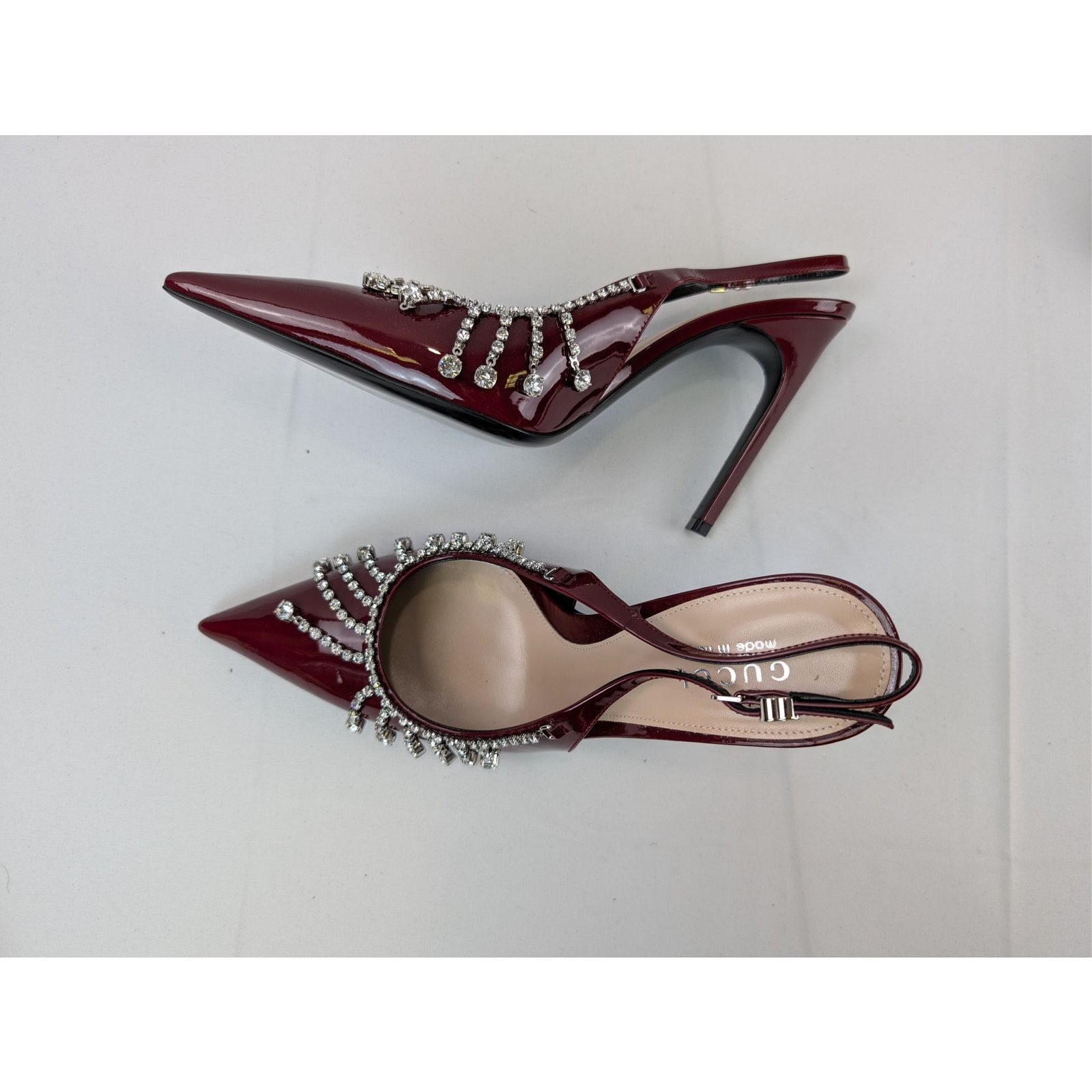 Gucci o1rshd1 Vernice crystal patent leather slingback pump Sandal Size US 9.5 / EU 42-43 - 1 Thumbnail