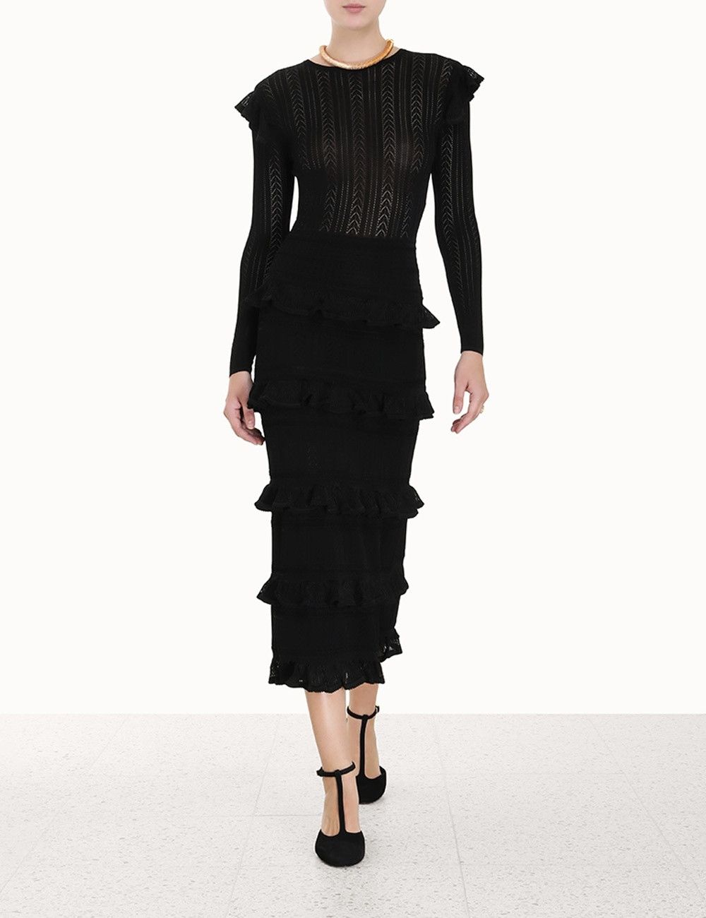 Zimmermann oc11z0225 Luminosity Ruffle Dress in Black Size M / US 6-8 / IT 42-44 - 2 Thumbnail
