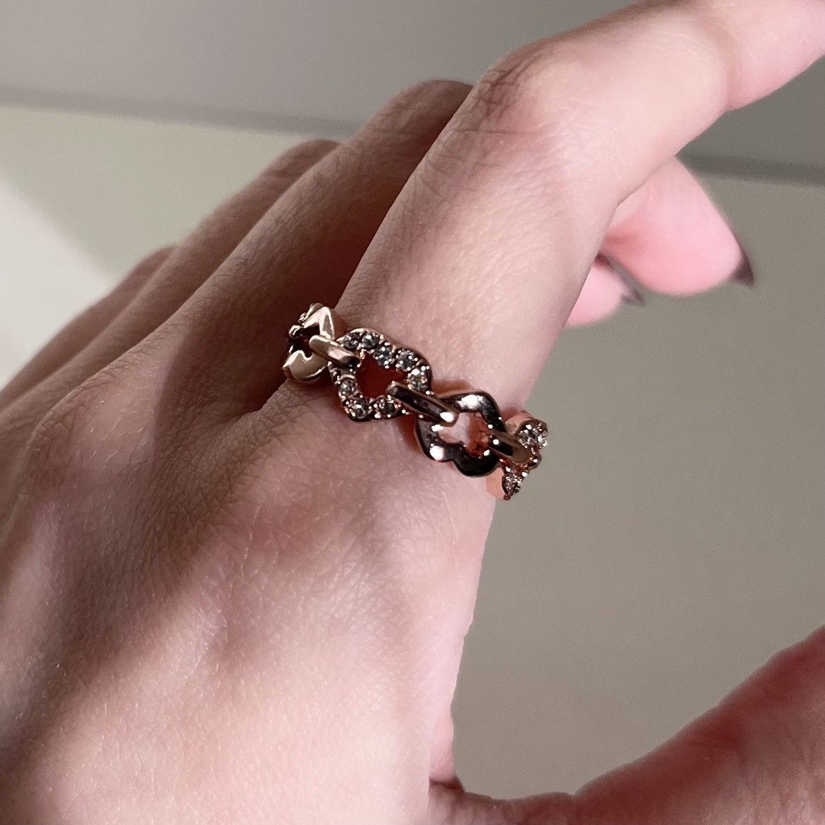 Other 18k Rose gold heart chain ring gold plated size 7 Size ONE SIZE - 4 Thumbnail