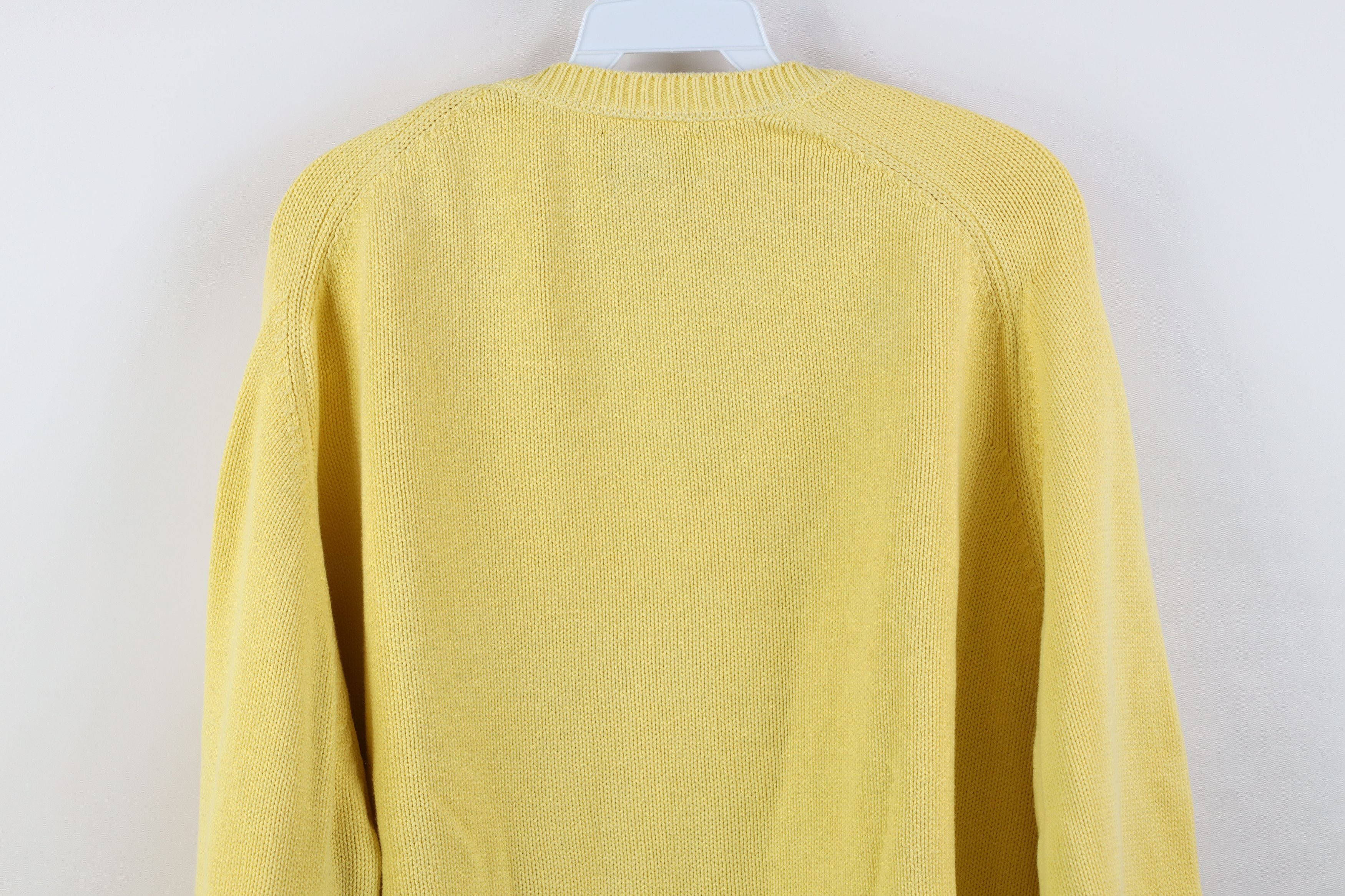 Lands' End Vintage 90s Lands End Cotton Knit V-Neck Sweater Yellow USA Size US XL / EU 56 / 4 - 10 Thumbnail