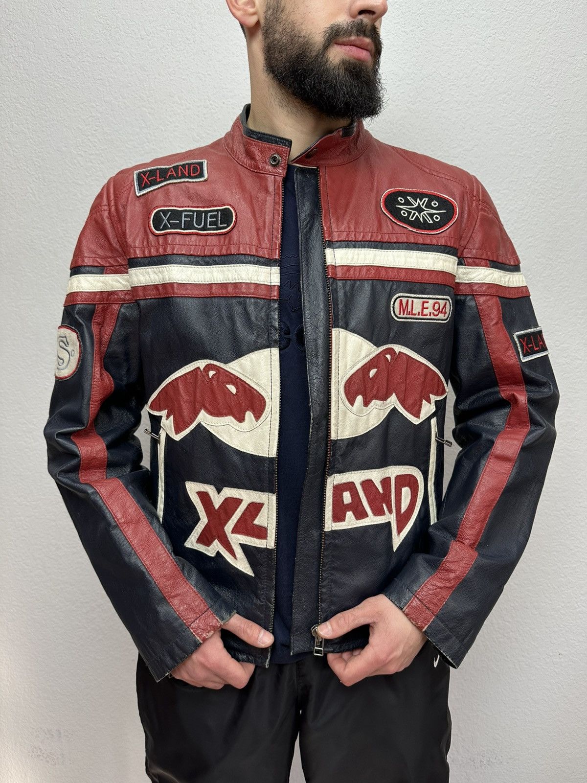 Red Bull Vintage Red Bull Racing X Land Y2K Biker Leather Jacket Size US M / EU 48-50 / 2 - 7 Thumbnail