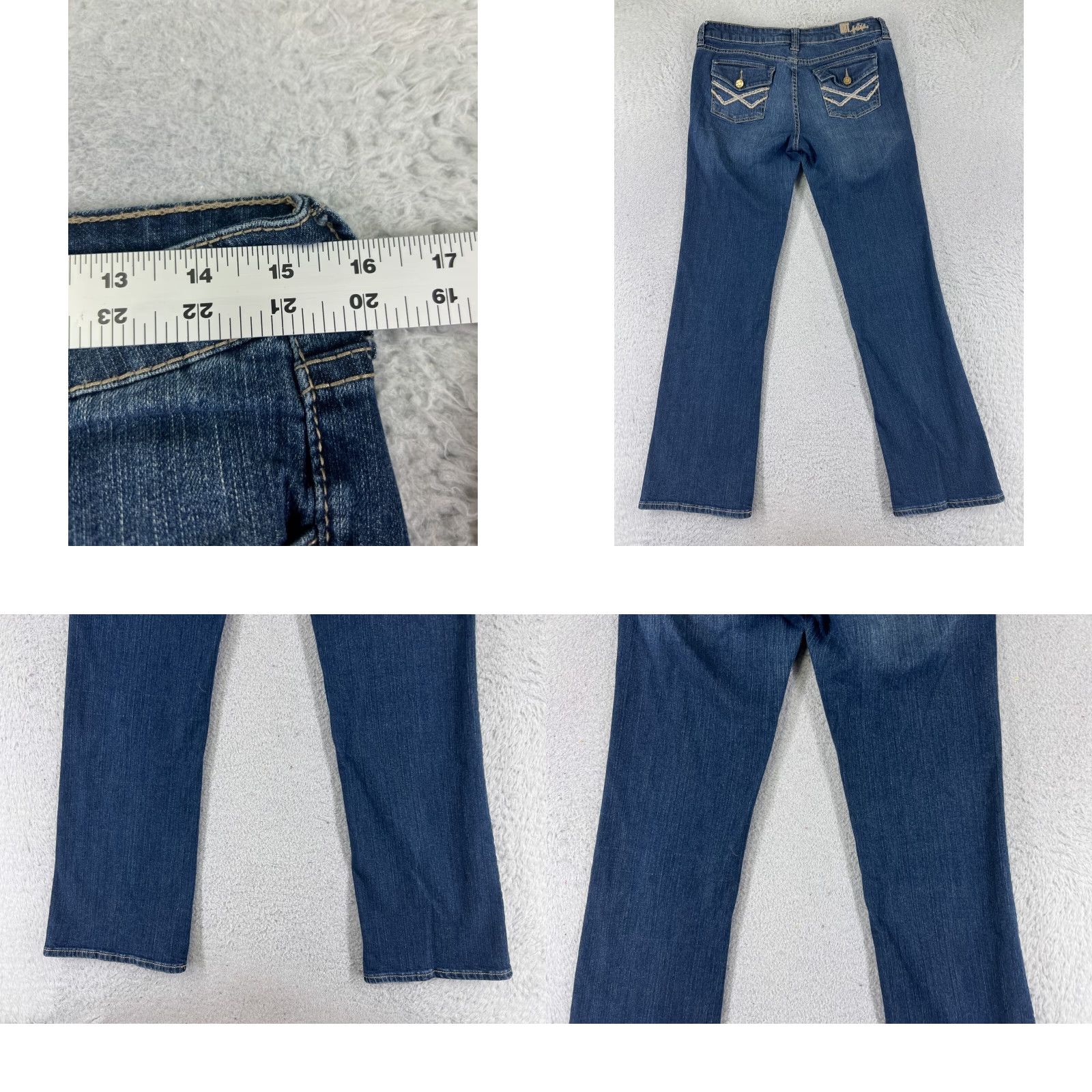 Vintage KUT from the Kloth Jeans Women 8 Blue Denim Bootcut Low Rise 30x30 Cotton Distressed Embroidered Logo Regular 30 in Inseam Size 30" / US 8 / IT 44 - 9 Thumbnail