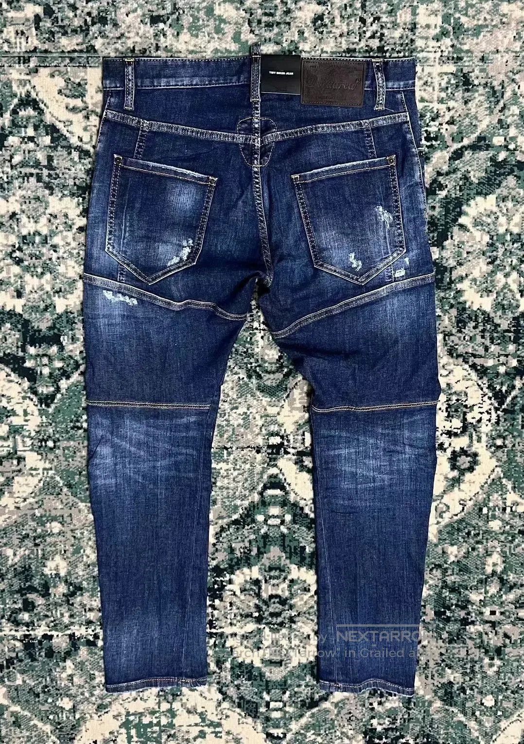 Dsquared2 stylish blue biker patch jeans. Size US 44 / EU 60 - 2 Thumbnail