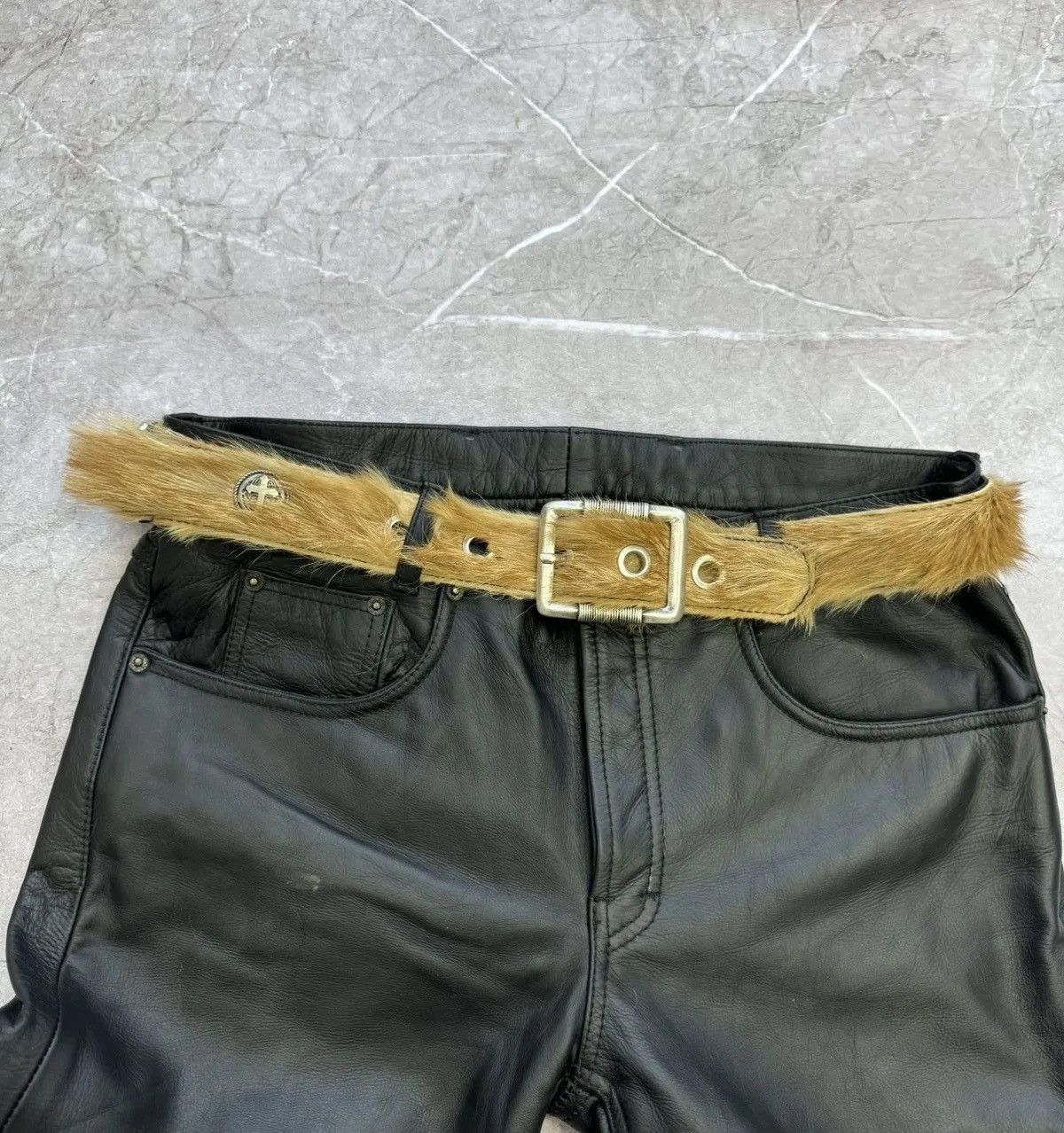 If Six Was Nine Vintage fur fuzzy Rare leather punk opium belt Japanese Size ONE SIZE - 6 Thumbnail