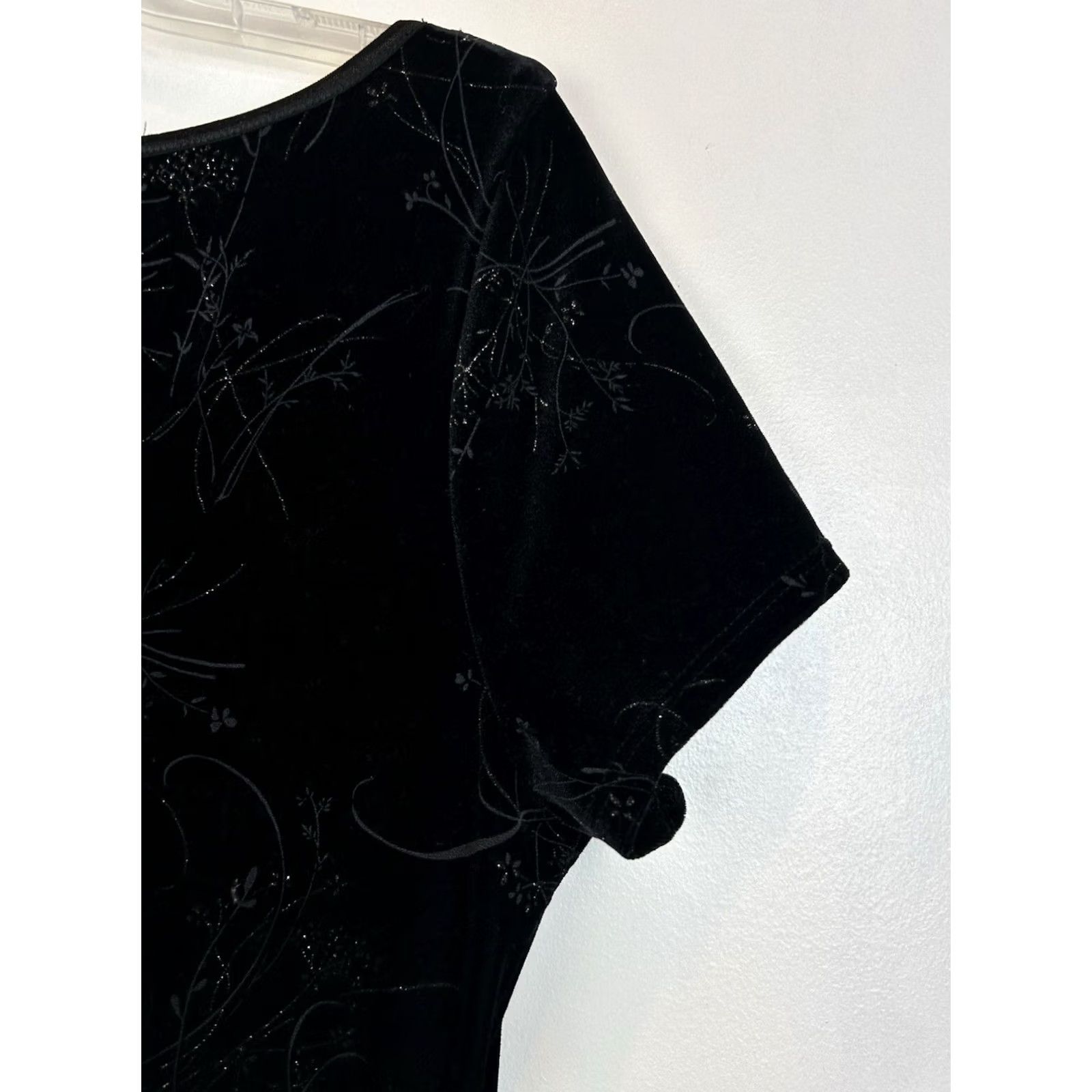 Velour CDC Maxi Dress 10 Women Black Velour Whimsygoth Witchy Fairy Event Party Holiday Formal Dress Size L / US 10 / IT 46 - 6 Thumbnail