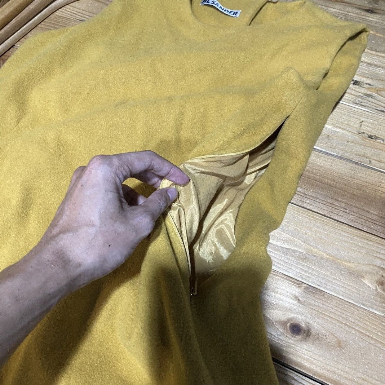 Jil Sander Vintage Jil Sander Minimalist Yellow Wool Dress Size S / US 4 / IT 40 - 7 Thumbnail