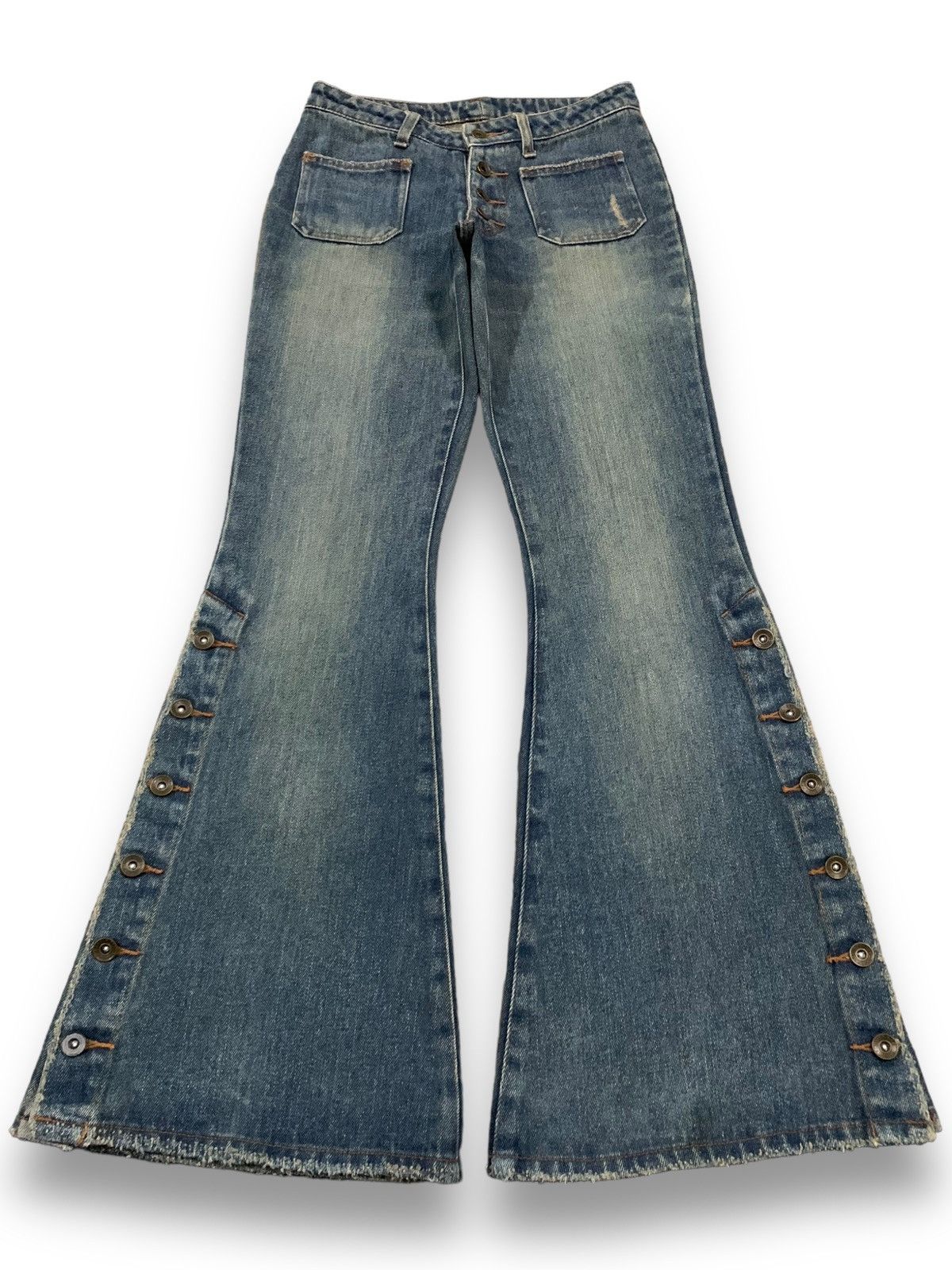 Le Grande Bleu (L.G.B.) Vintage Japanese Brand Mud Wash Flare Bell Bottom Jeans Size 27" / US 4 / IT 40 - 1 Thumbnail
