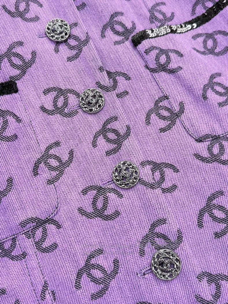 Chanel Chanel Full-print logo double C black sequin rolled edge f Size XS / US 0-2 / IT 36-38 - 3 Thumbnail
