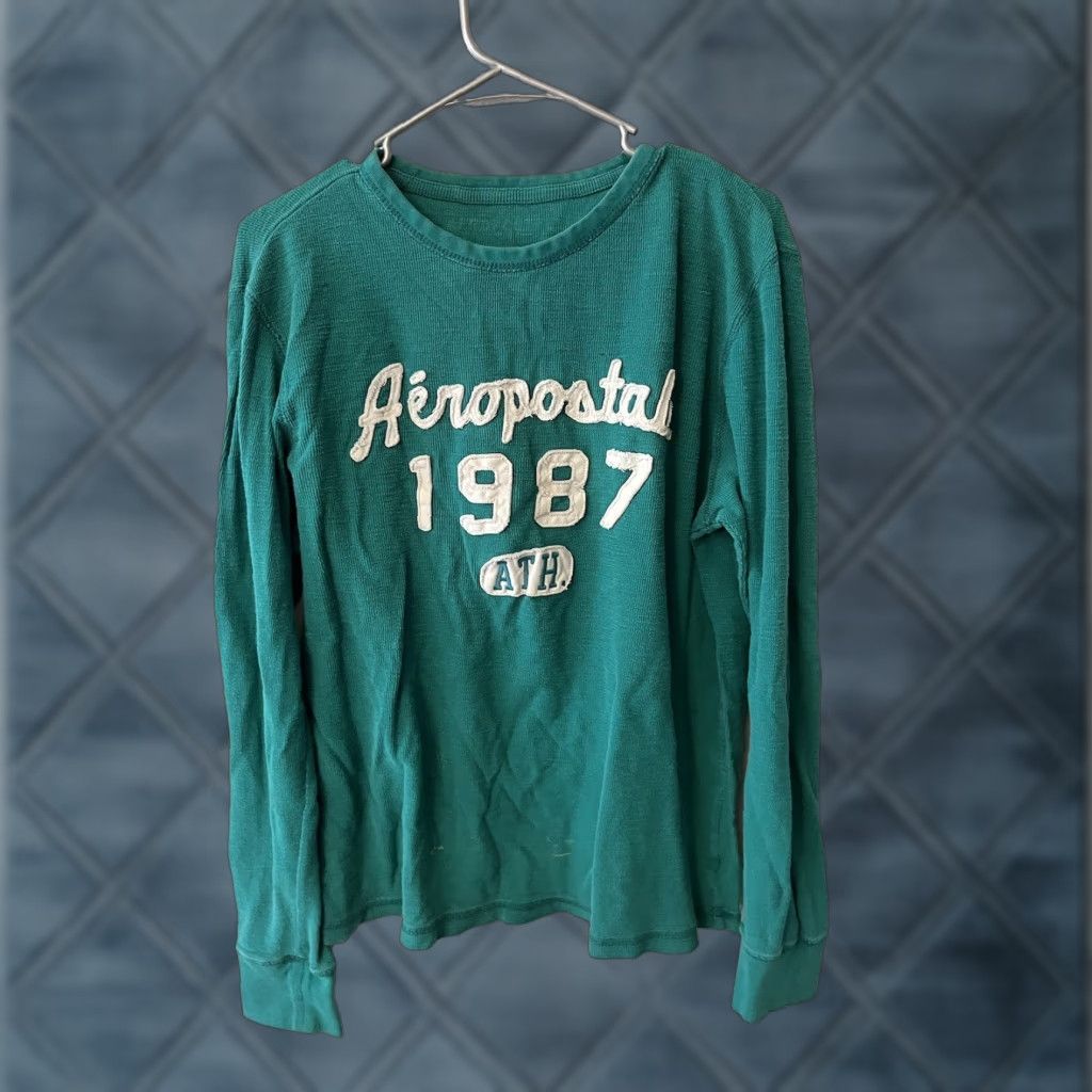 Aeropostale Aeropostale Graphic Tee Mens T-Shirt XL Green Long Sleeve Size US XL / EU 56 / 4 - 1 Thumbnail