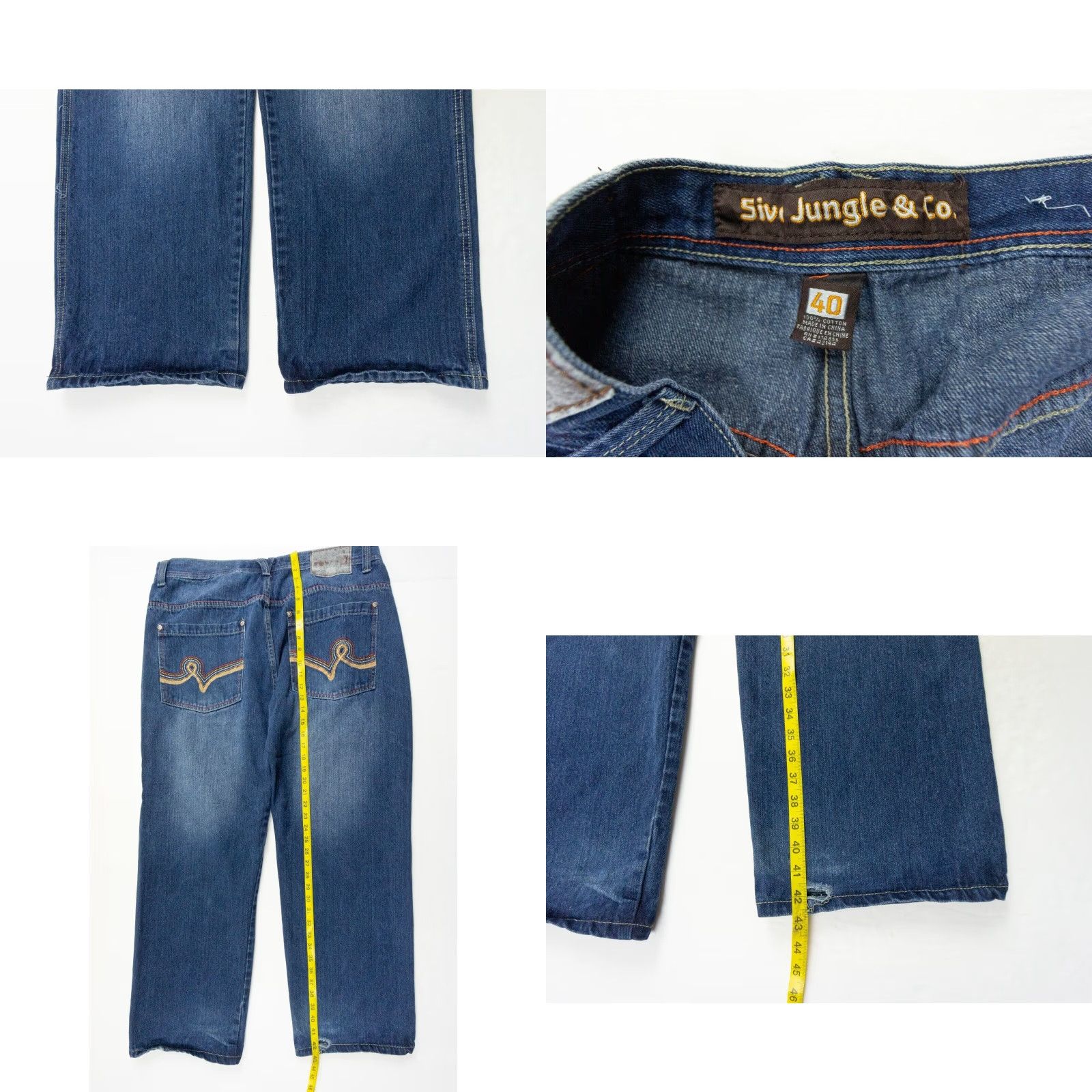 Vintage VINTAGE 5ive Jungle Jeans Wide Leg Adult 40x30 Blue Denim Y2K Mens Size US 40 / EU 56 - 8 Thumbnail