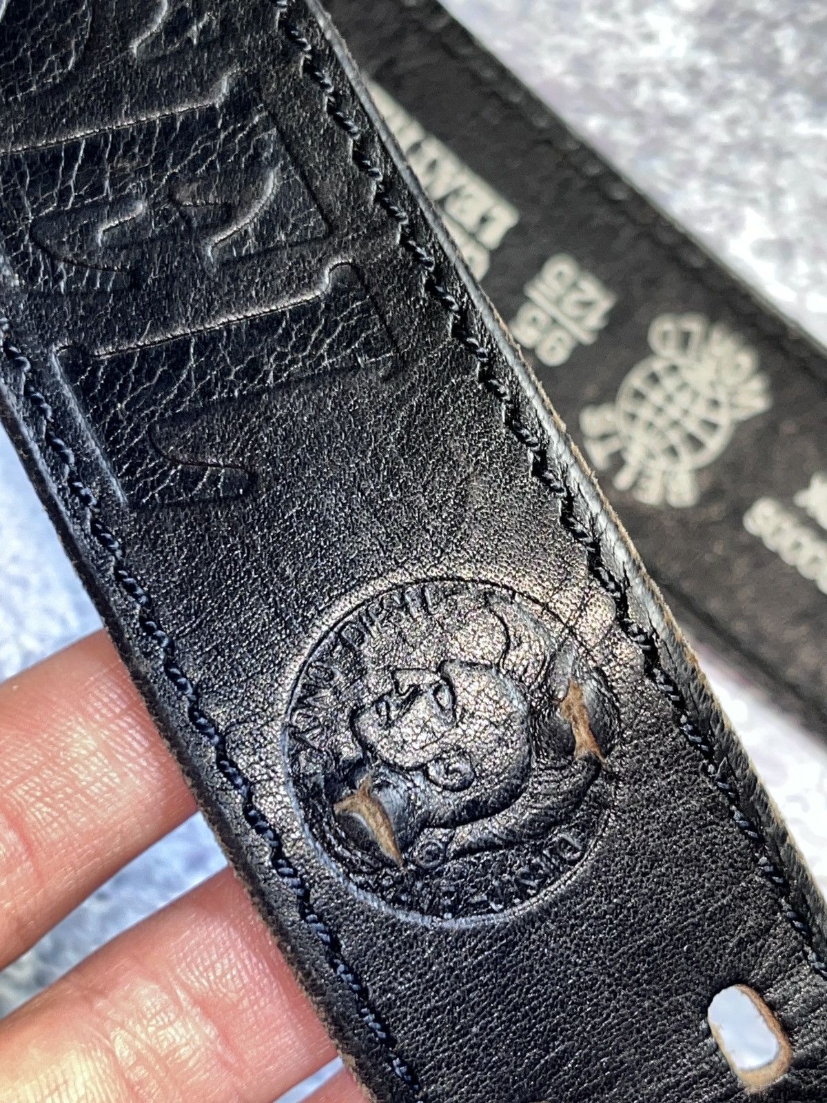 Vintage Y2K Diesel Belt Leather Metal Logo Japanese 93 cm