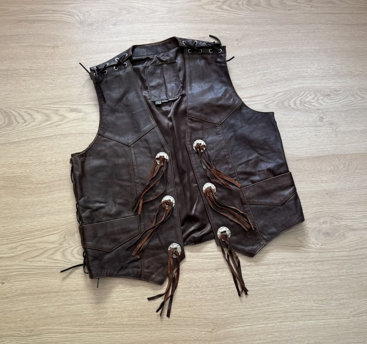 Genuine Leather Vintage 00’s Genuine Leather Brown Cowboy Western Vest Size US L / EU 52-54 / 3 - 1 Thumbnail
