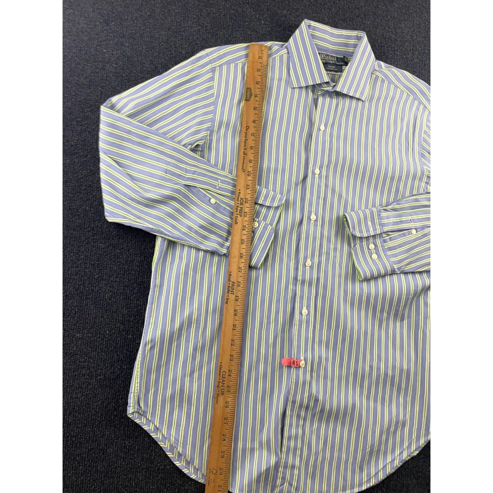 Polo Ralph Lauren Dress Shirt Mens 16 32/33 Blue Stripe Regent Classic Fit  Shirt Mens