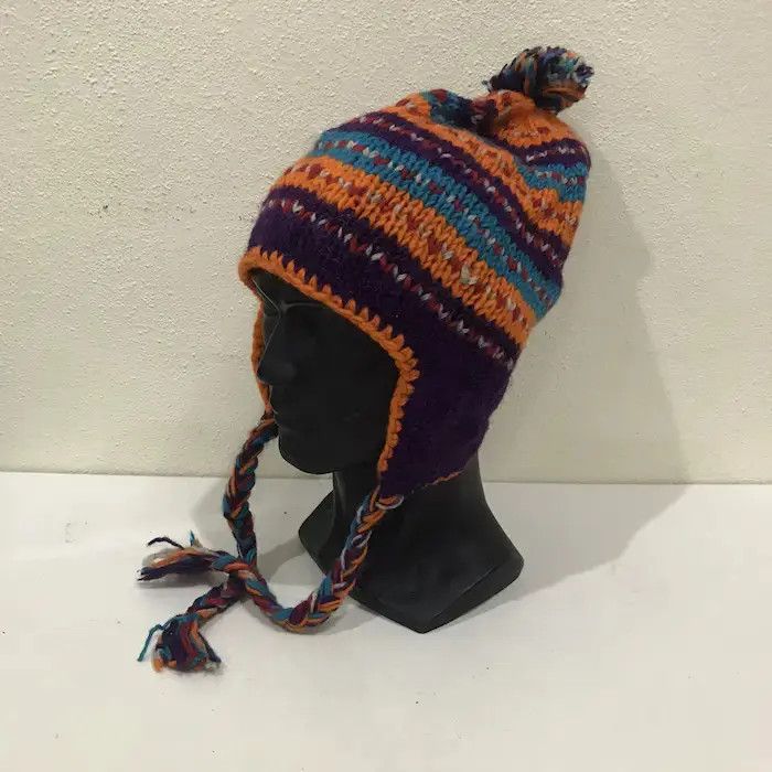 Japanese Brand × Vintage Japanese Brand Earflap Knit Beanie Hat Size ONE SIZE - 2 Thumbnail