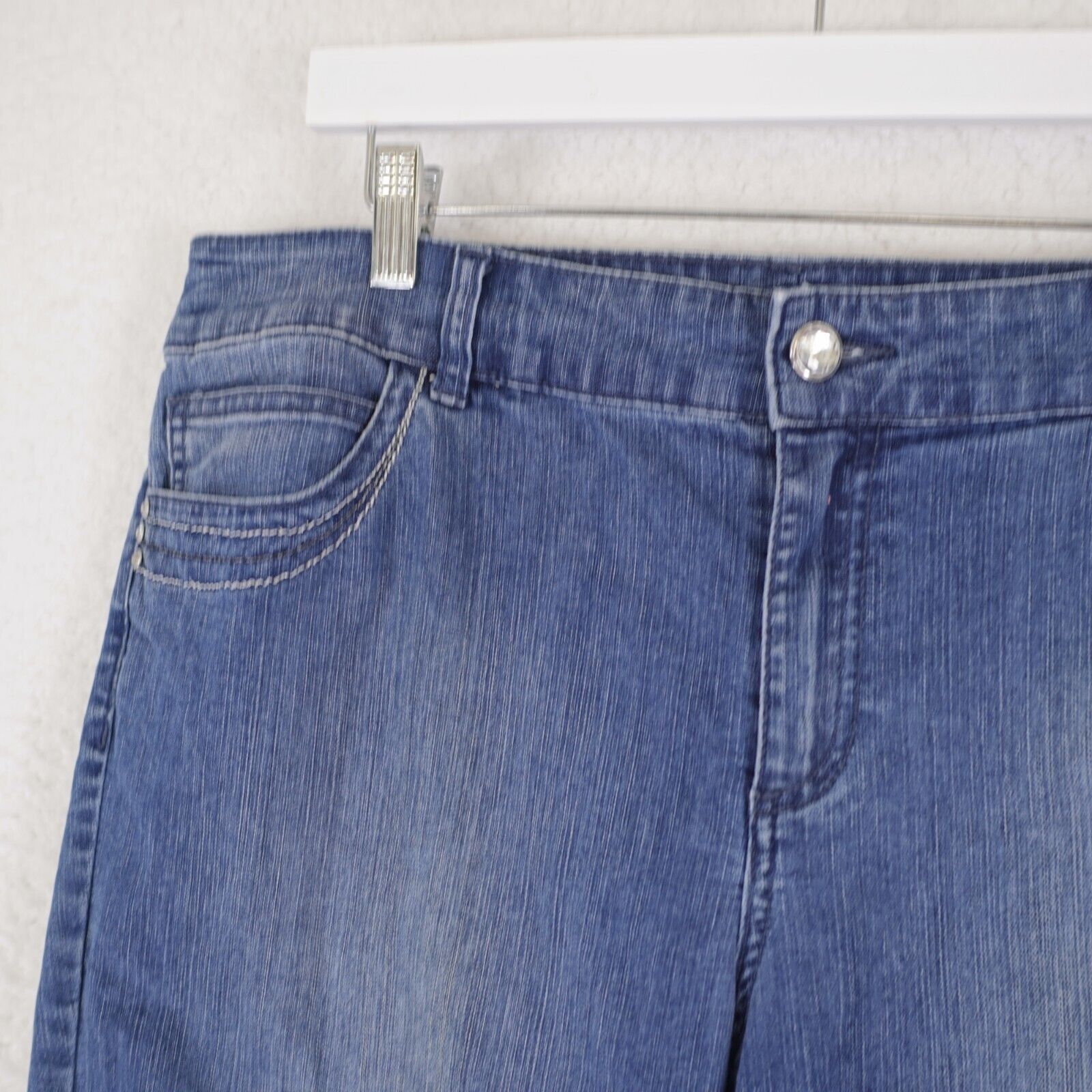 Chicos Chico's Platinum Denim Blue Jeans Rhinestone Stone Wash Size Size 26" / US 2 / IT 38 - 2 Thumbnail