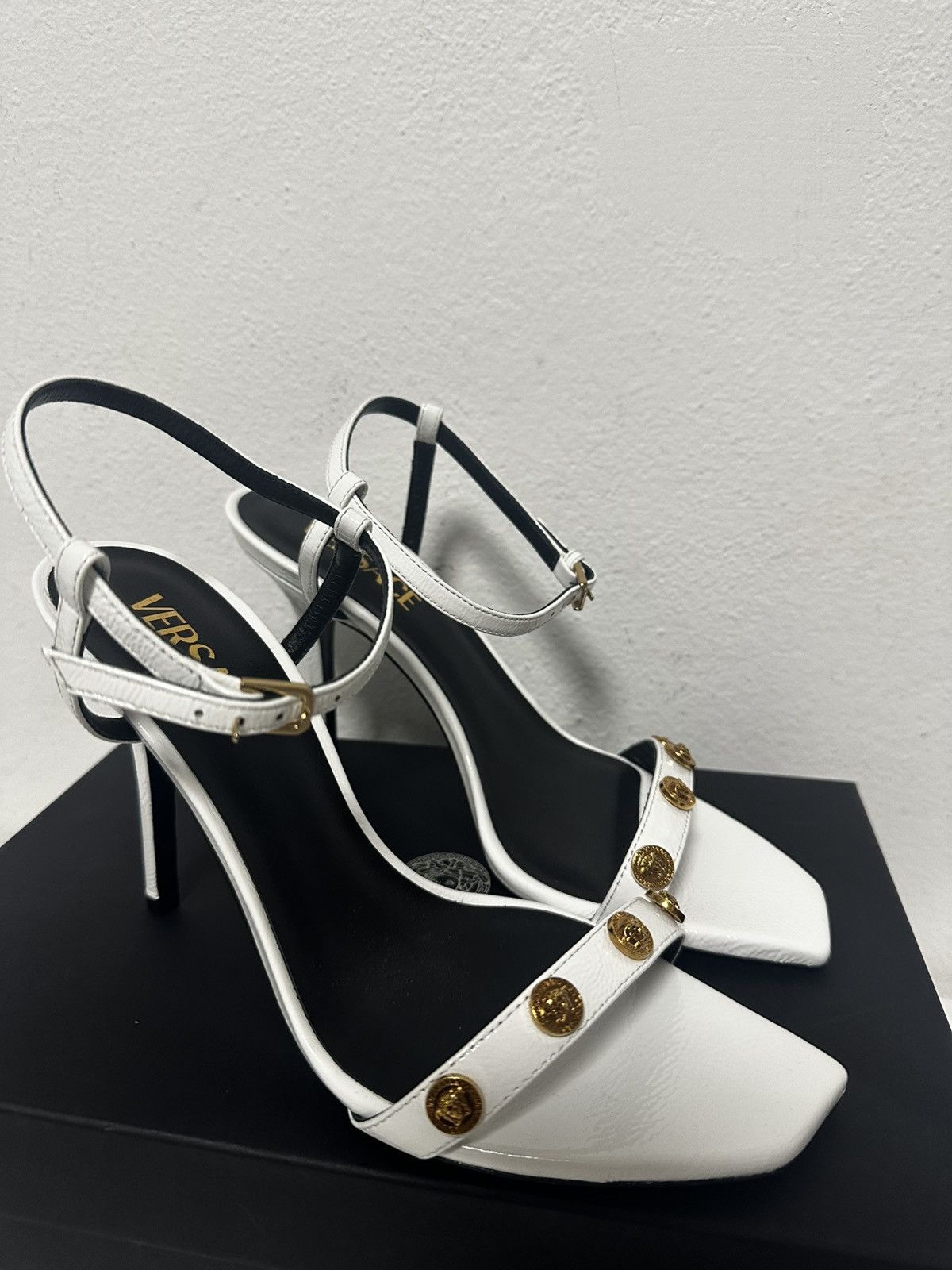 Versace Versace White Studded Sandals Size US 9 / IT 39 - 2 Thumbnail