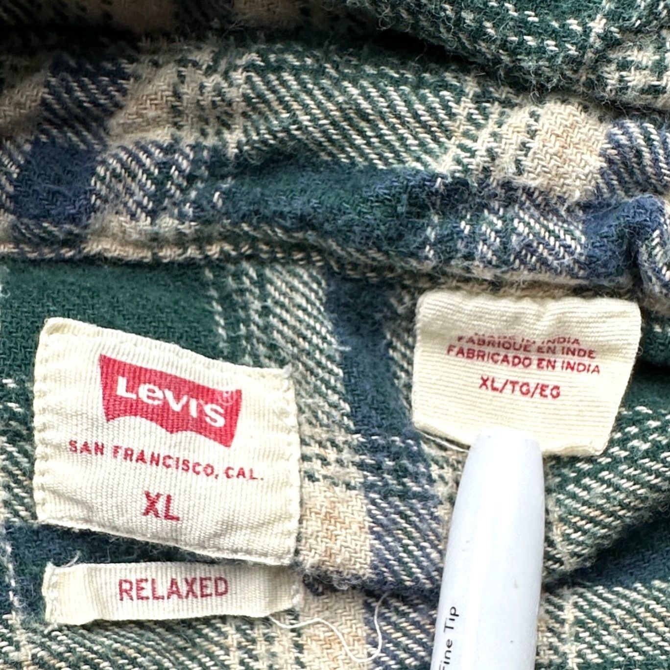 Levi's VINTAGE Levi's Flannel Green Plaid Button Shirt Mens XL Relaxed Fit Long Sleeve Pockets Size US XL / EU 56 / 4 - 3 Thumbnail