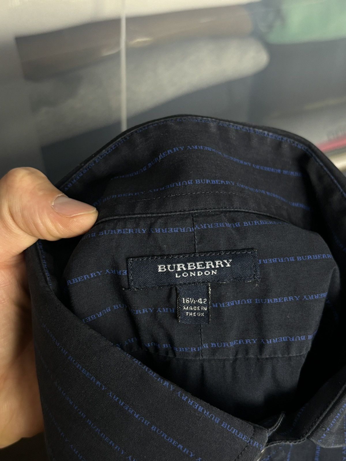 Burberry × Vintage Burberry Striped Monogram Button Up Shirt Size US L / EU 52-54 / 3 - 4 Thumbnail