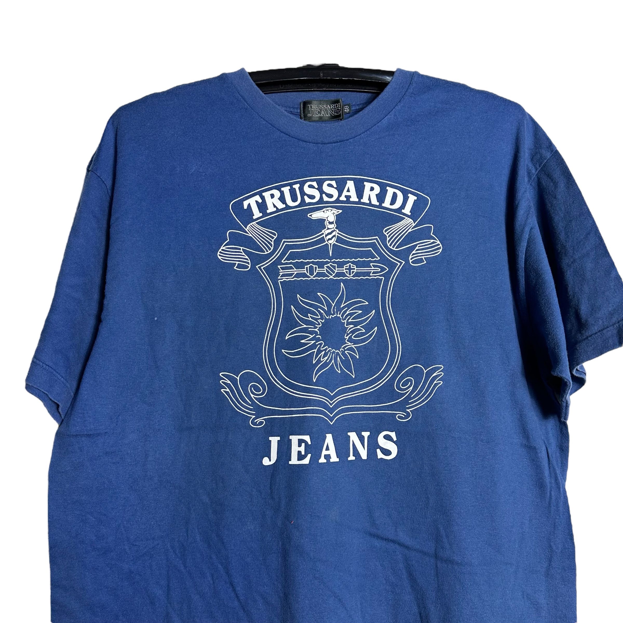 Designer × Trussardi × Vintage 🔥RARE🔥Vintage Trussardi Jeans Spell Out T-shirt Size US L / EU 52-54 / 3 - 2 Thumbnail