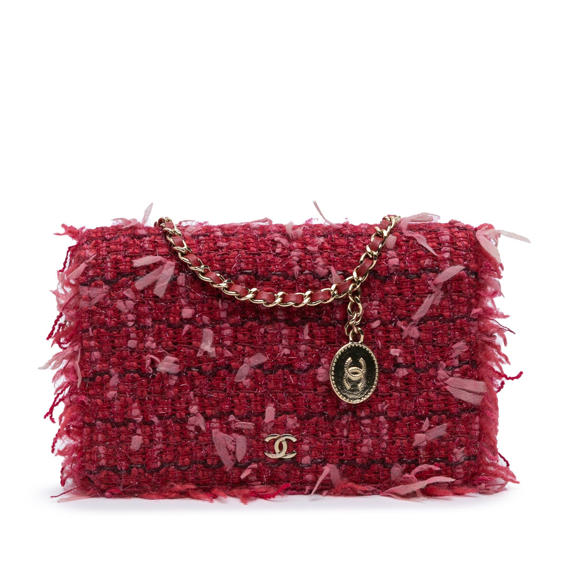 Chanel Chanel CC Tweed Wallet On Chain Pink Size ONE SIZE - 1 Thumbnail