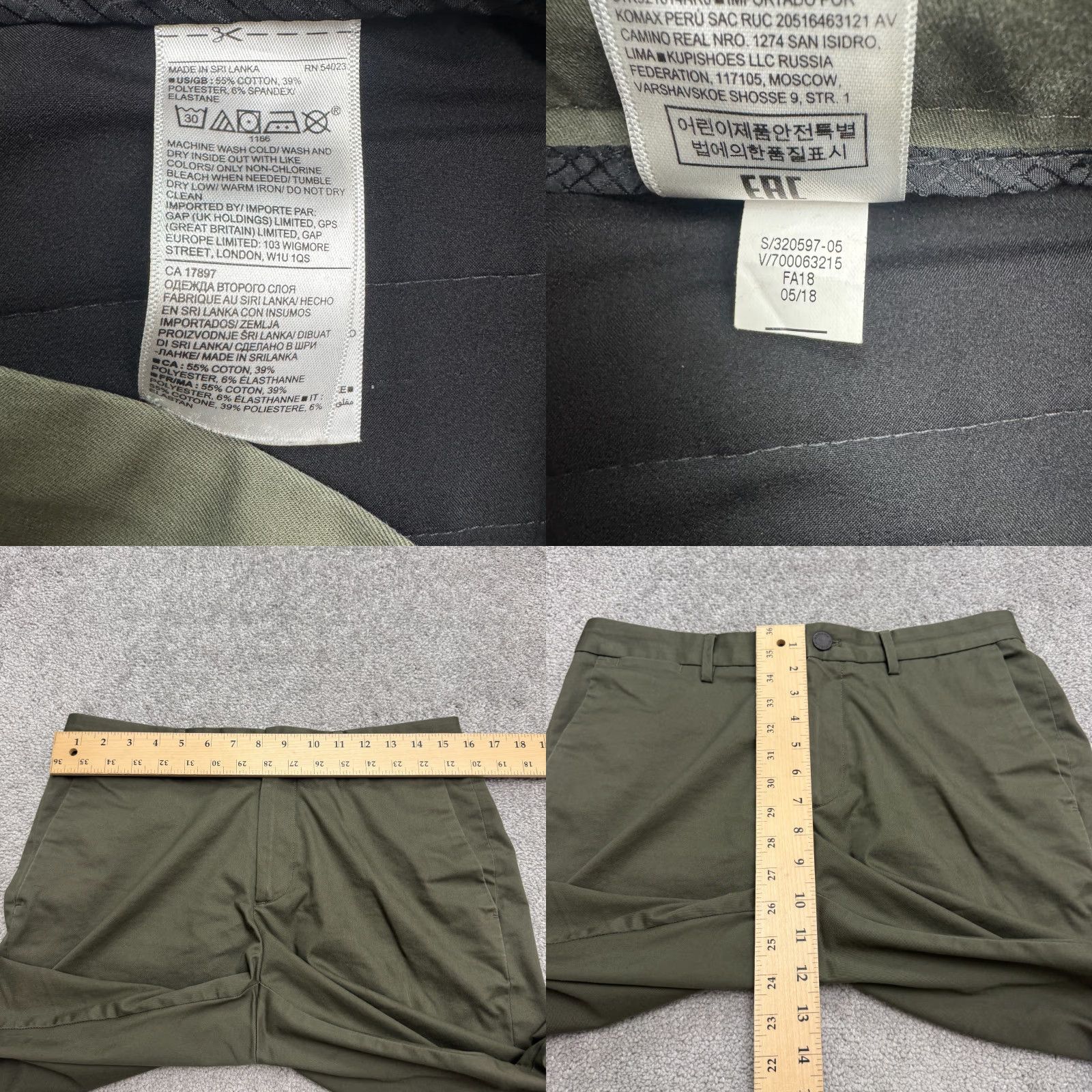 Banana Republic Banana Republic Slim Fit Chino Pants Mens 31x30 Olie Green Flat Front Classic Size US 31 - 9 Thumbnail