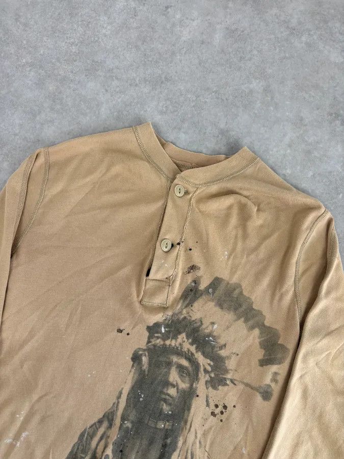 Polo Ralph Lauren 2010s Ralph Lauren Beige Native American Indian Henley Longsleeve Size US M / EU 48-50 / 2 - 4 Thumbnail