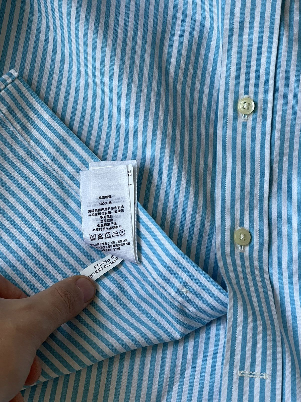 Polo Ralph Lauren Polo Ralph Lauren Turquoise/White striped sleeve shirt Size US L / EU 52-54 / 3 - 9 Thumbnail