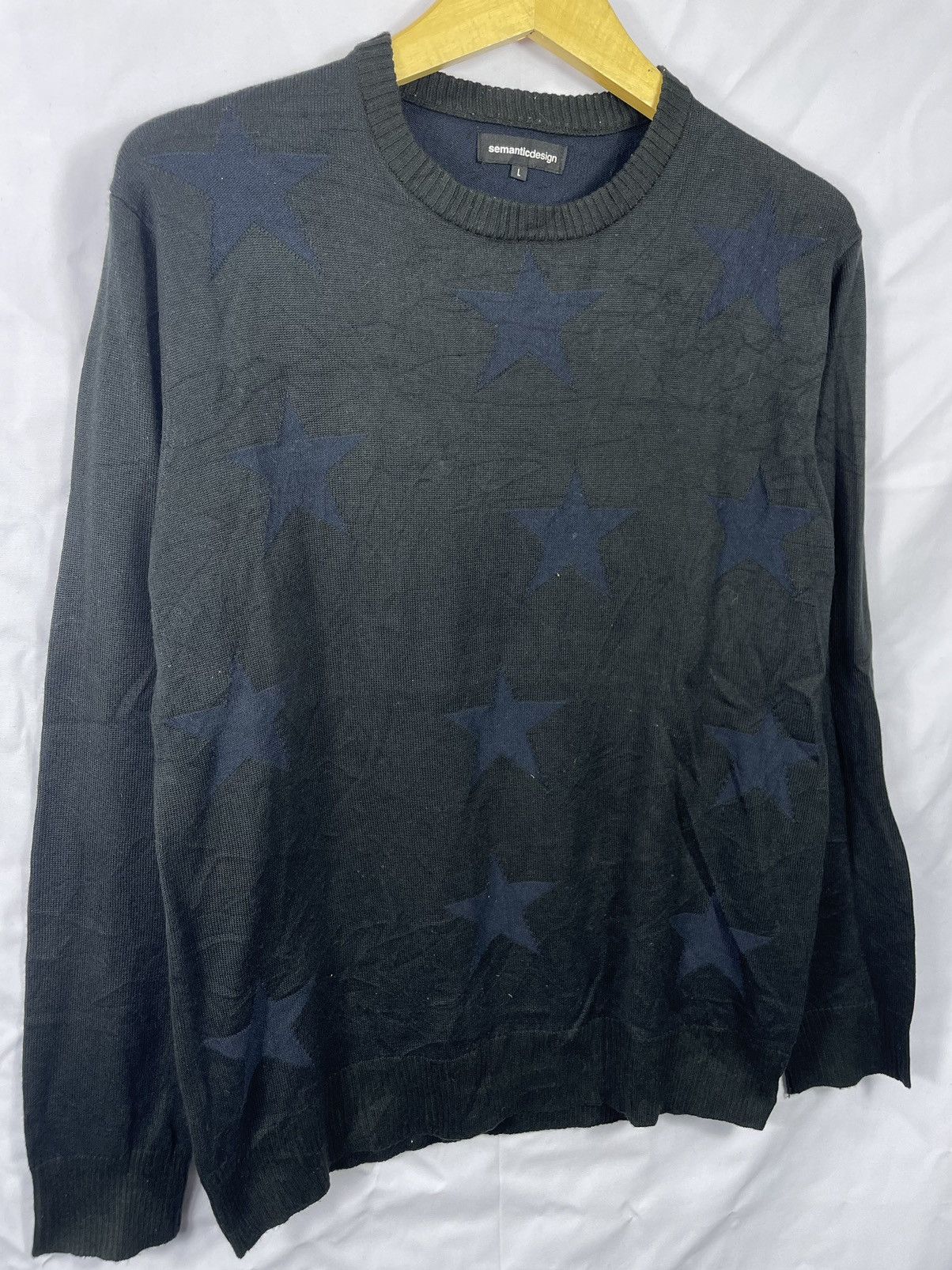Beauty Beast × Japanese Brand SEMANTIC DESIGN GRUNGE STAR PRINT KNIT Size US L / EU 52-54 / 3 - 2 Thumbnail