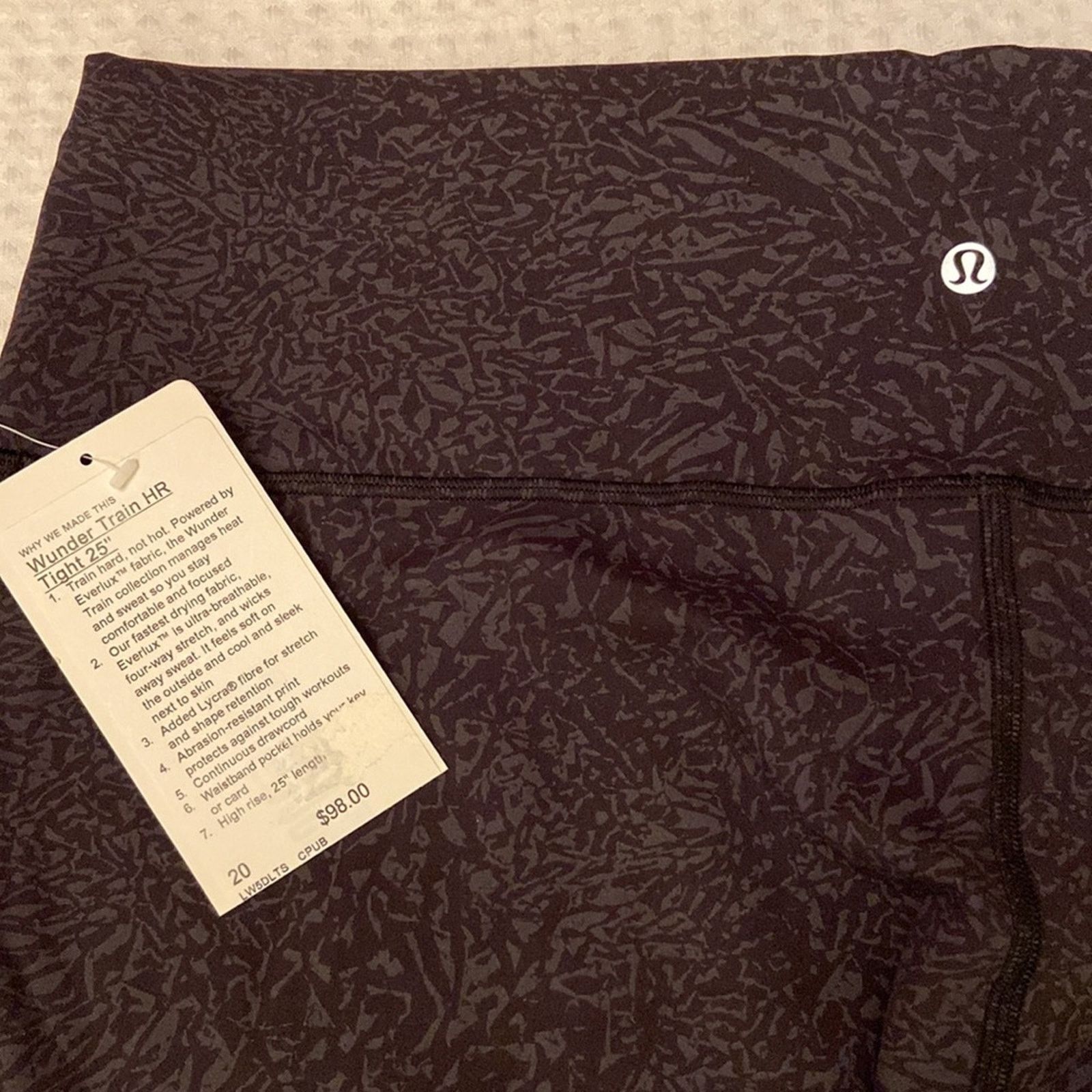 Lululemon LULULEMON Wunder Train HR Tight 25” Sz 20 Crunch Black Gray Size 42" / US 20 - 4 Thumbnail