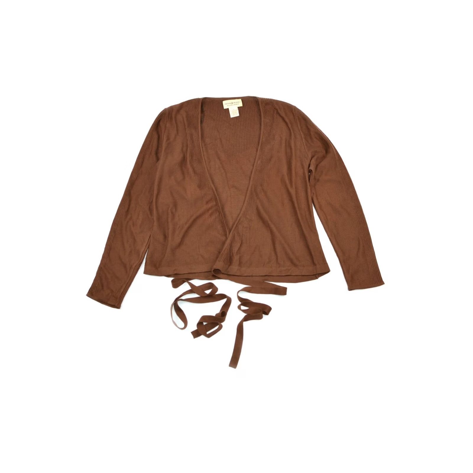 Ralph Lauren Denim & Supply Ralph Lauren Cotton Linen Brown Lace Cardigan Top XS Women Blouse Size XS / US 0-2 / IT 36-38 - 2 Thumbnail