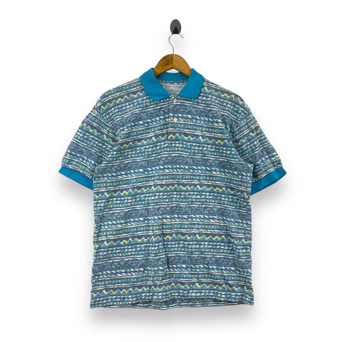 Vintage Vintage BRIGESTONE SPORTS Aztec Navajo Over Print Polo Size US L / EU 52-54 / 3 - 1 Thumbnail