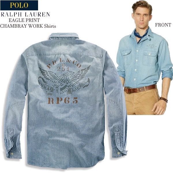 Polo Ralph Lauren × RRL Ralph Lauren Polo Ralph Lauren Eagle Print Chambray Denim Work Shirt Jkt Size US S / EU 44-46 / 1 - 1 Thumbnail