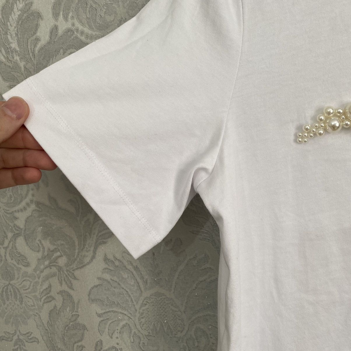 Band Tees SIMONE ROCHA X H&M WHITE COTTON APPLIQUE PEARL BEADED Size S / US 4 / IT 40 - 5 Thumbnail