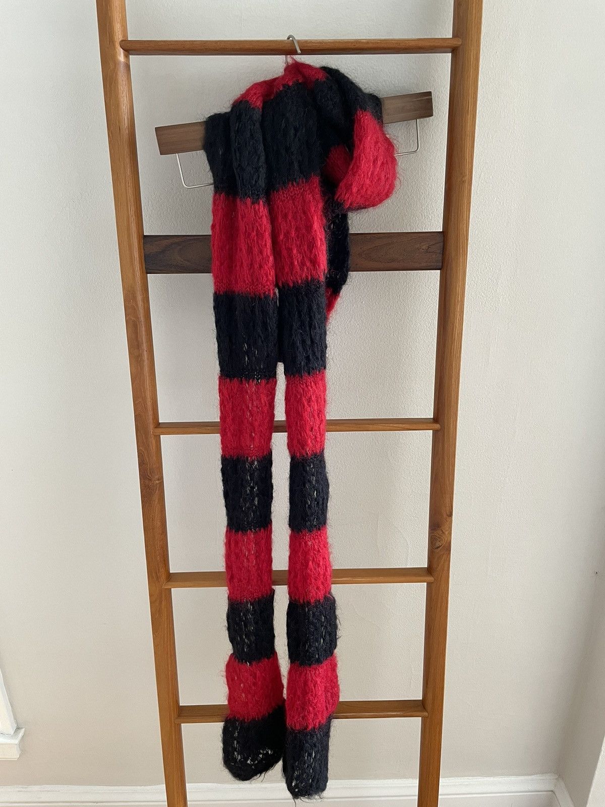 Pre-owned Hedi Slimane X Saint Laurent Paris Fw13 Mohair Striped Scarf Red Navy Size Os
