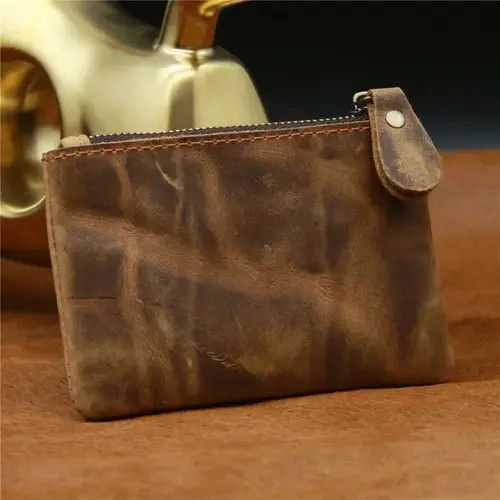 VIBE Men's Handmade Vintage Genuine Leather Coin Purse Wallet Size ONE SIZE - 3 Thumbnail